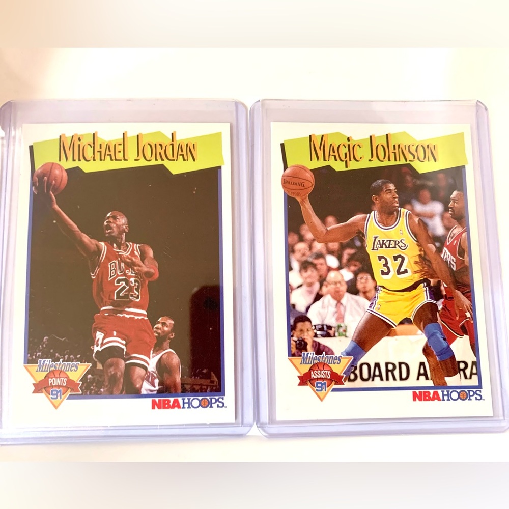 1991-92 NBA Hoops Michael Jordan Magic Johnson Points Milestone # 317 #316🔥